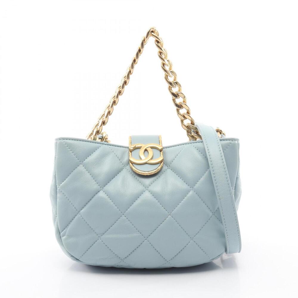 Chanel Matelassé 2-Way Shoulder Bag/Handbag, Lambskin Leather, Women's, Blue ...
